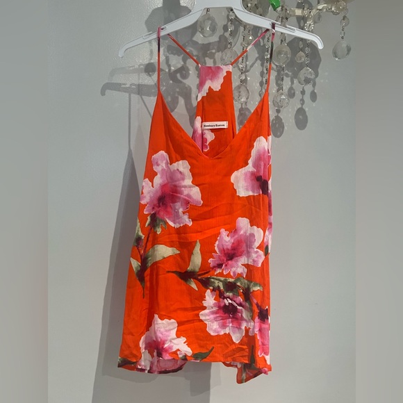 Newbury Kustom Tops - Newbury Kustom Orange Floral Camisole